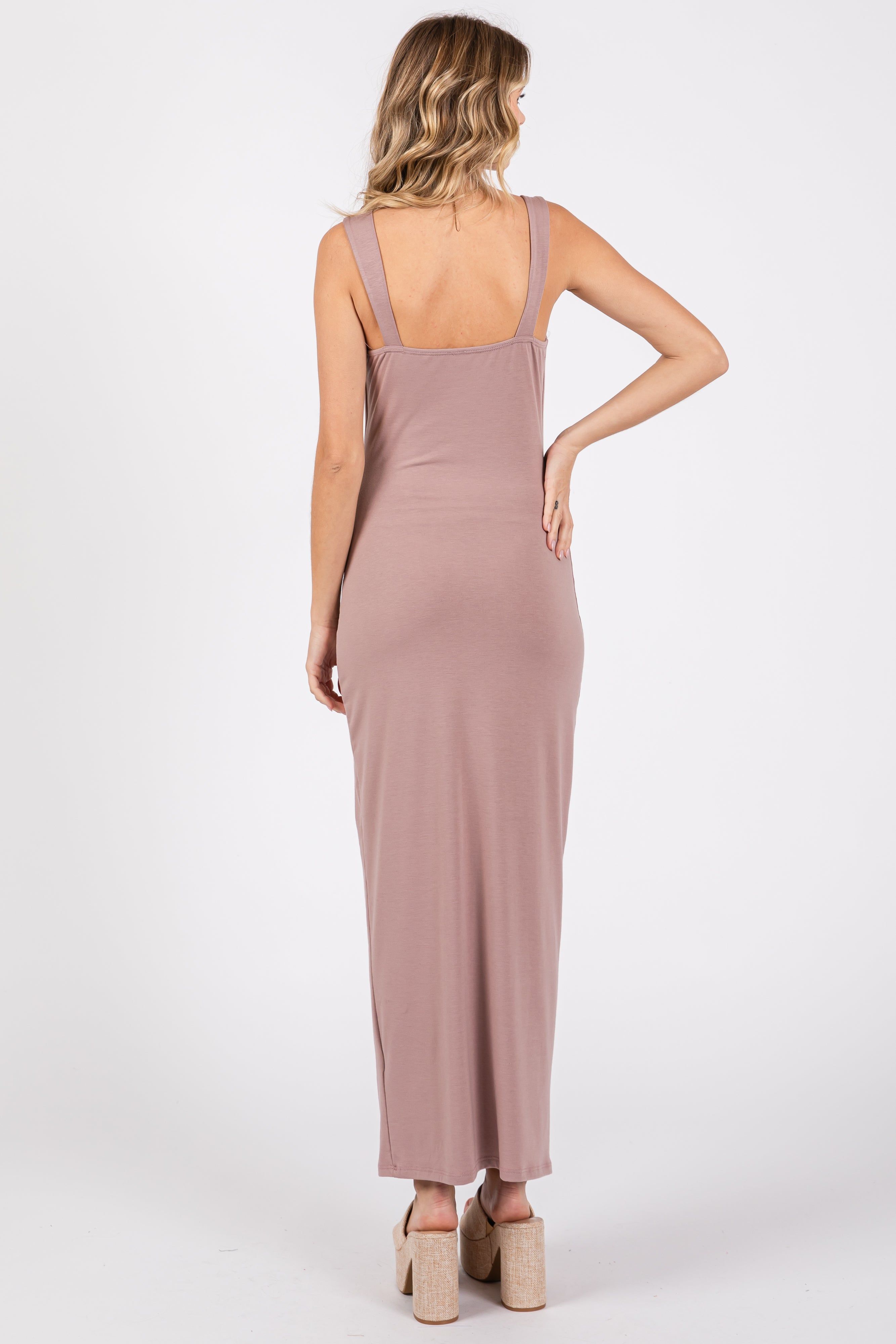 Mauve Cowl Neck Sleeveless Midi Dress sold by Pinkblush product image thumbnail 3