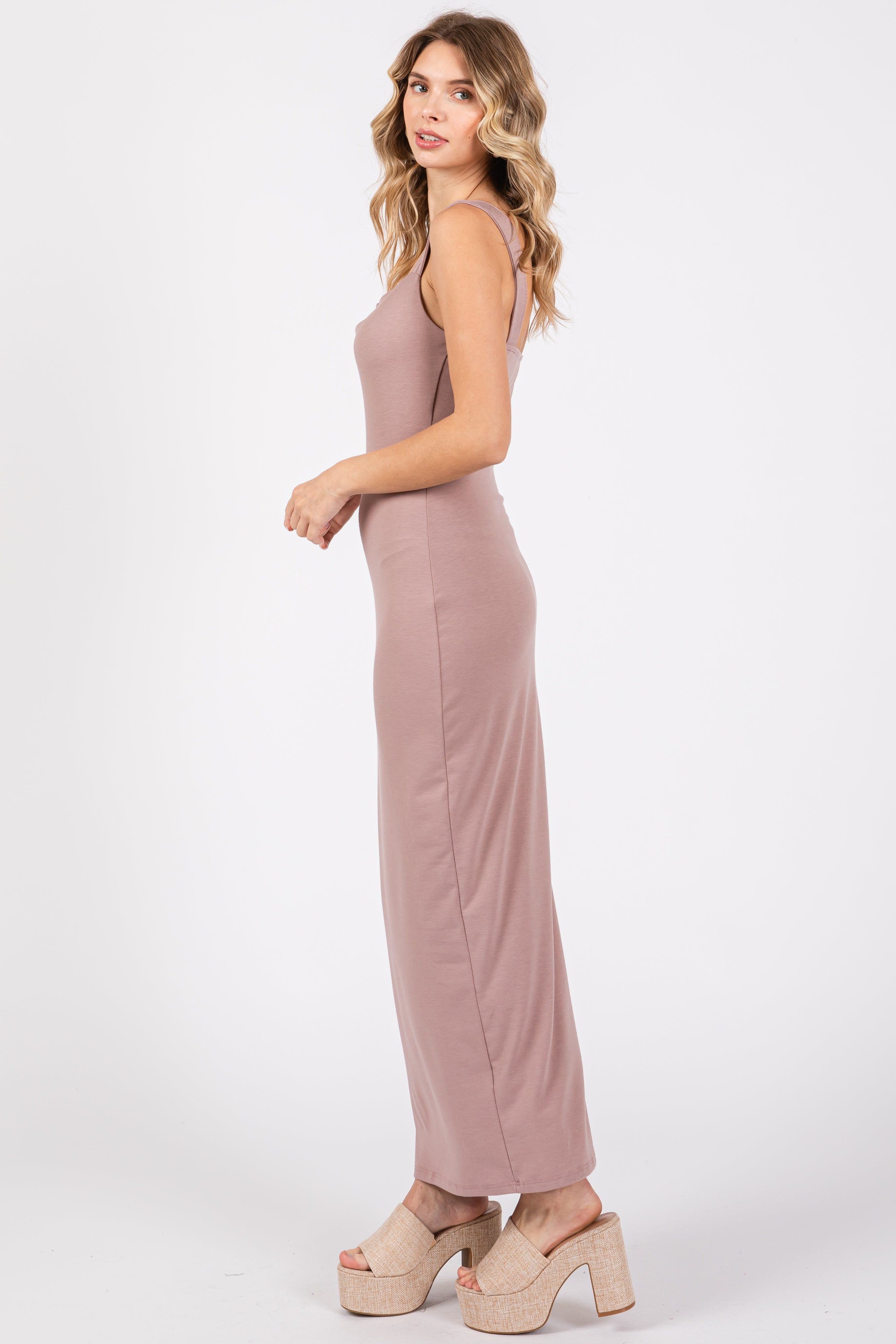 Mauve Cowl Neck Sleeveless Midi Dress sold by Pinkblush product image thumbnail 2