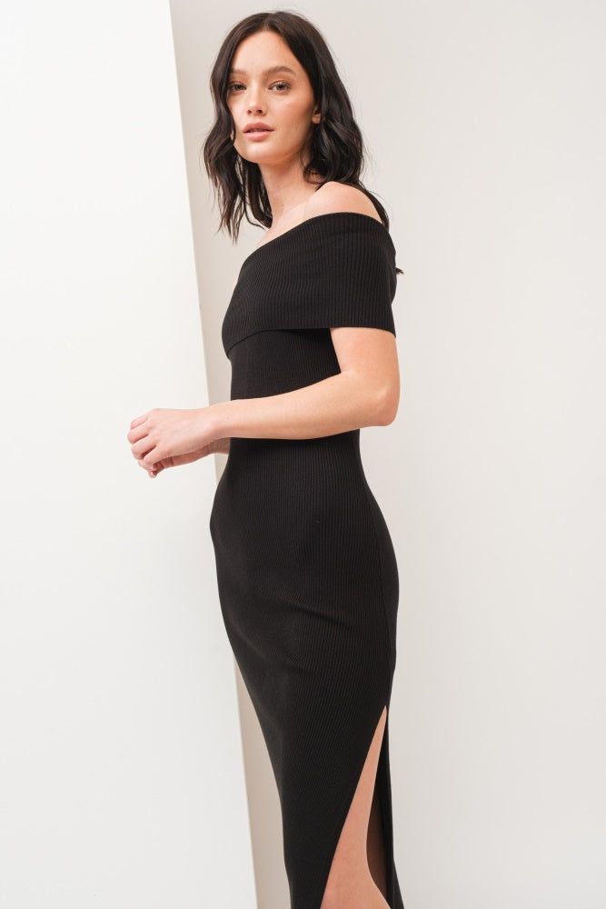 Black Off Shoulder Midi Dress sold by Pinkblush product image thumbnail 2