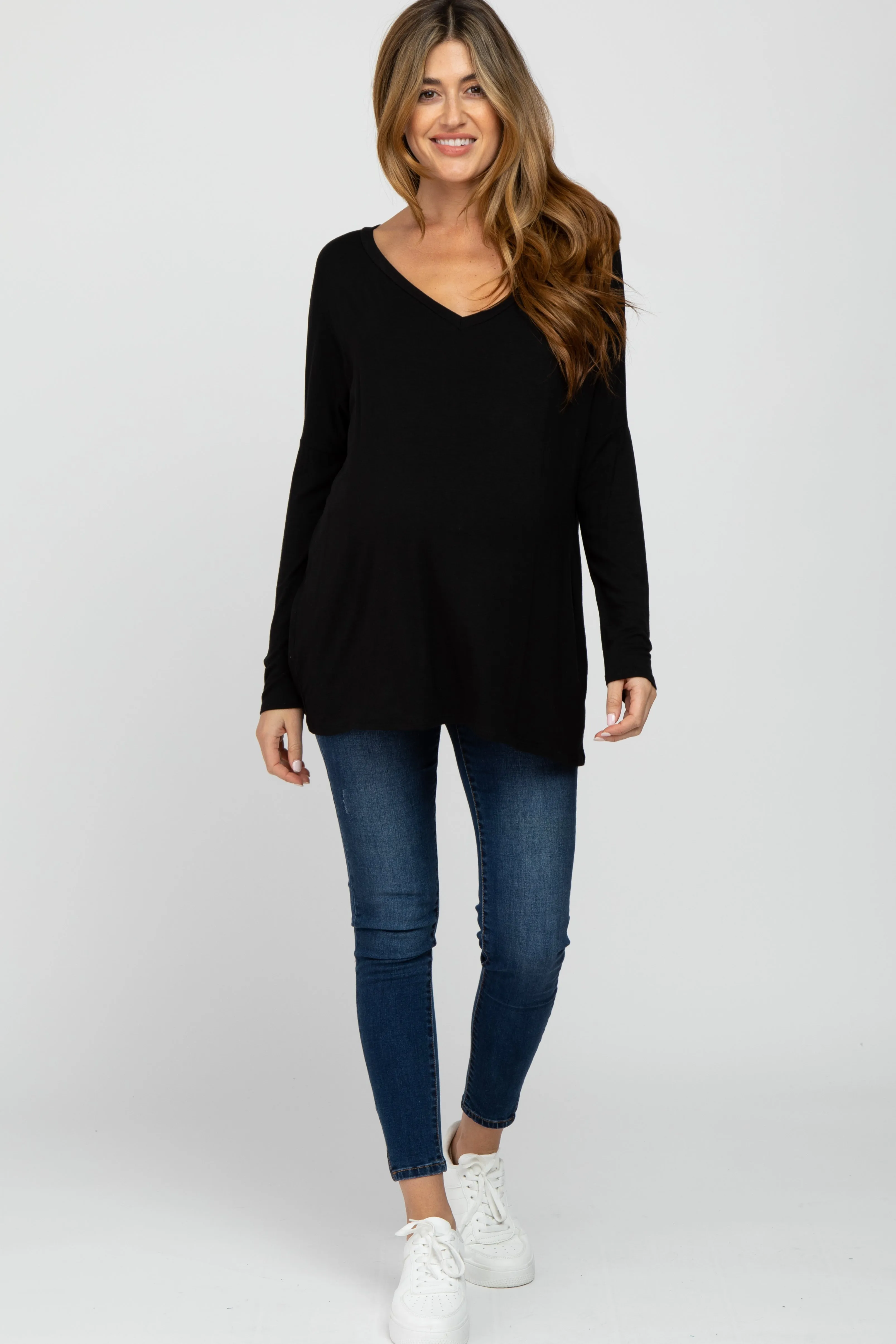 Black V-Neck Maternity Top sold by Pinkblush product image thumbnail 4