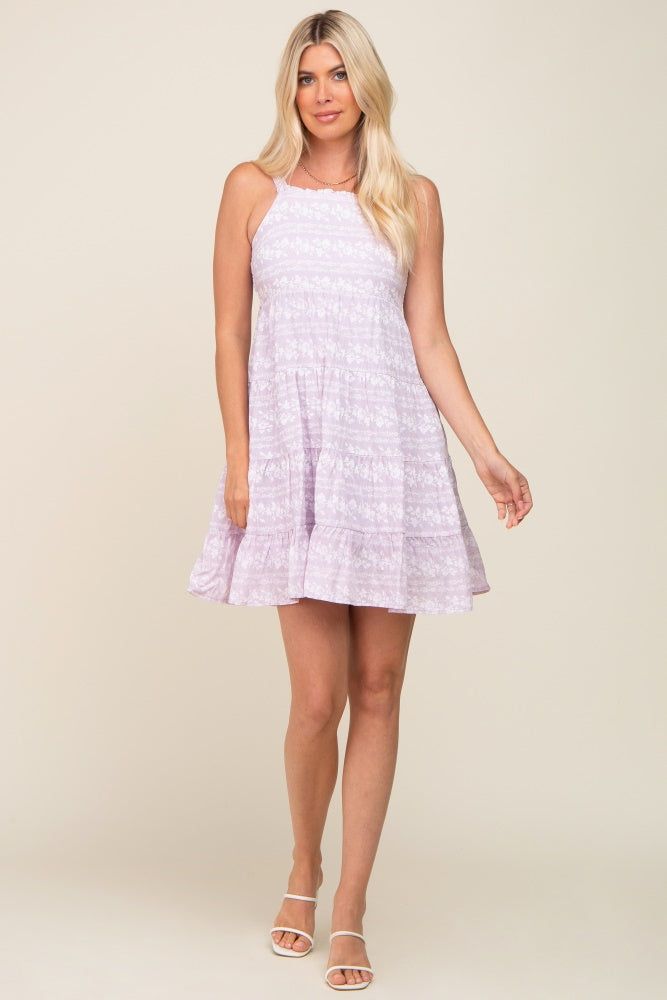 Lavender Floral Square Neck Tiered Dress sold by Pinkblush product image thumbnail 5