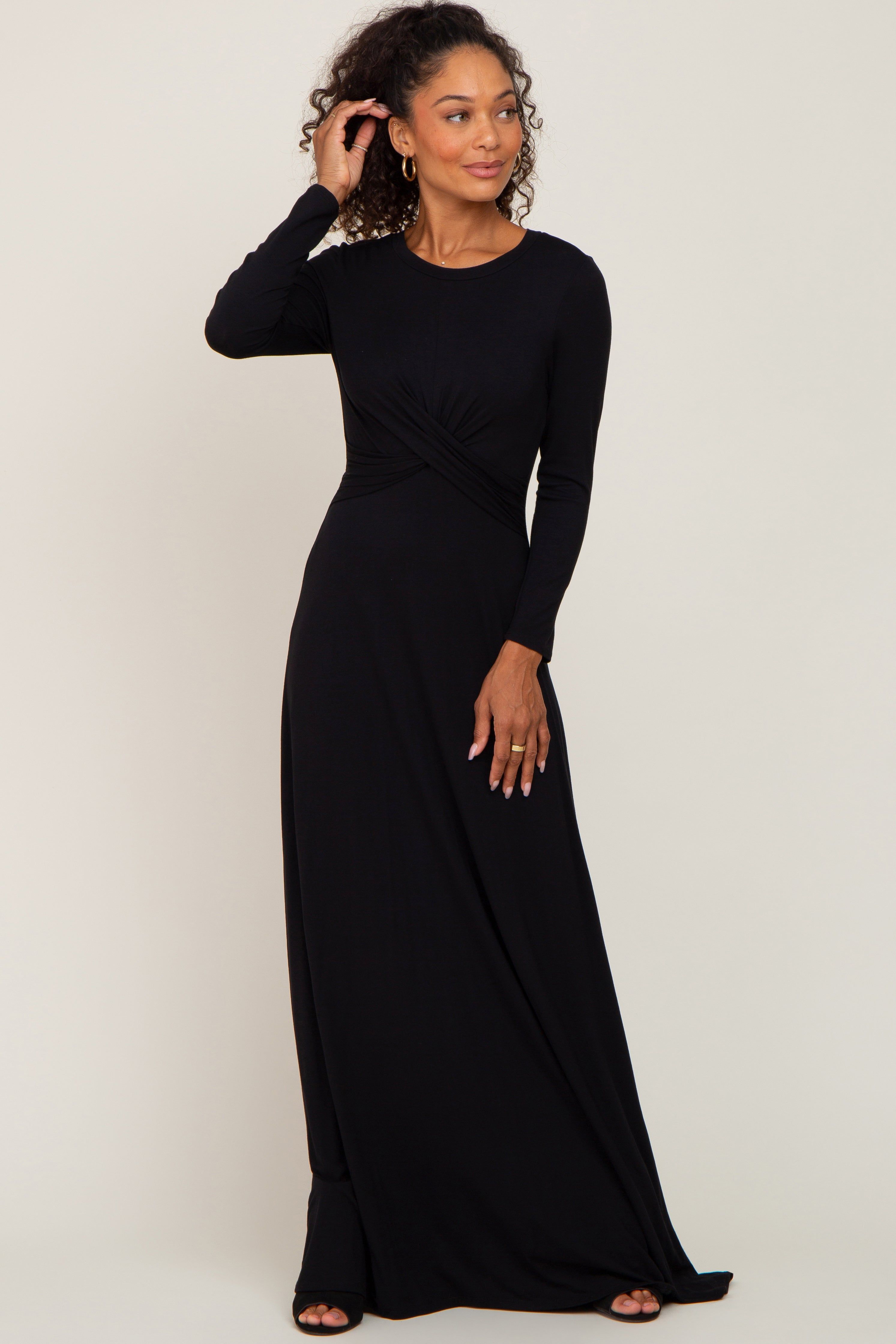 Black Twisted Waist Maxi Dress sold by Pinkblush product image thumbnail 4