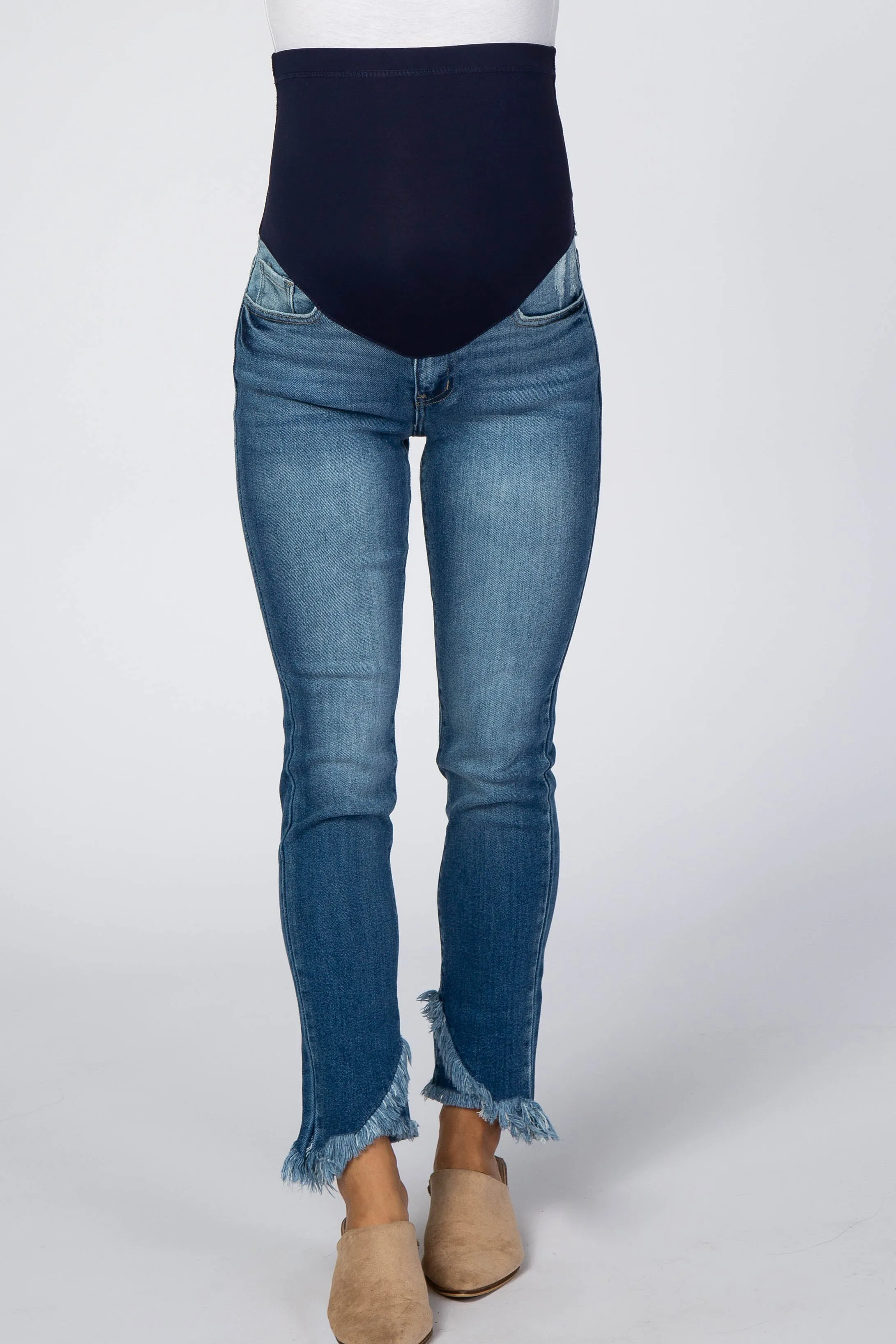 Blue Raw Hem Maternity Jeans sold by Pinkblush product image thumbnail 2