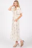 Beige Floral Textured Dot Smocked Sweetheart Neck Midi Dress sold by Pinkblush