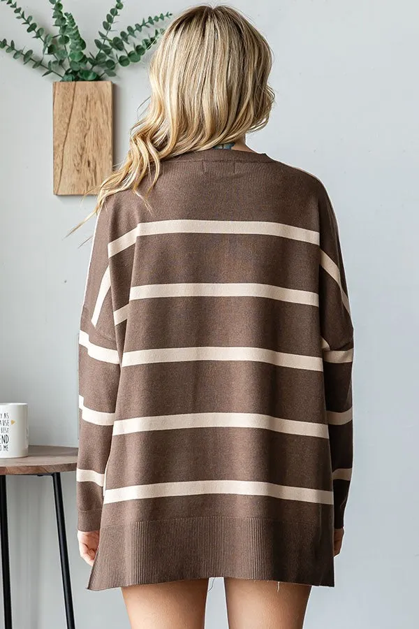 Beige Striped Knit Dolman Sleeve Top sold by Pinkblush product image thumbnail 4