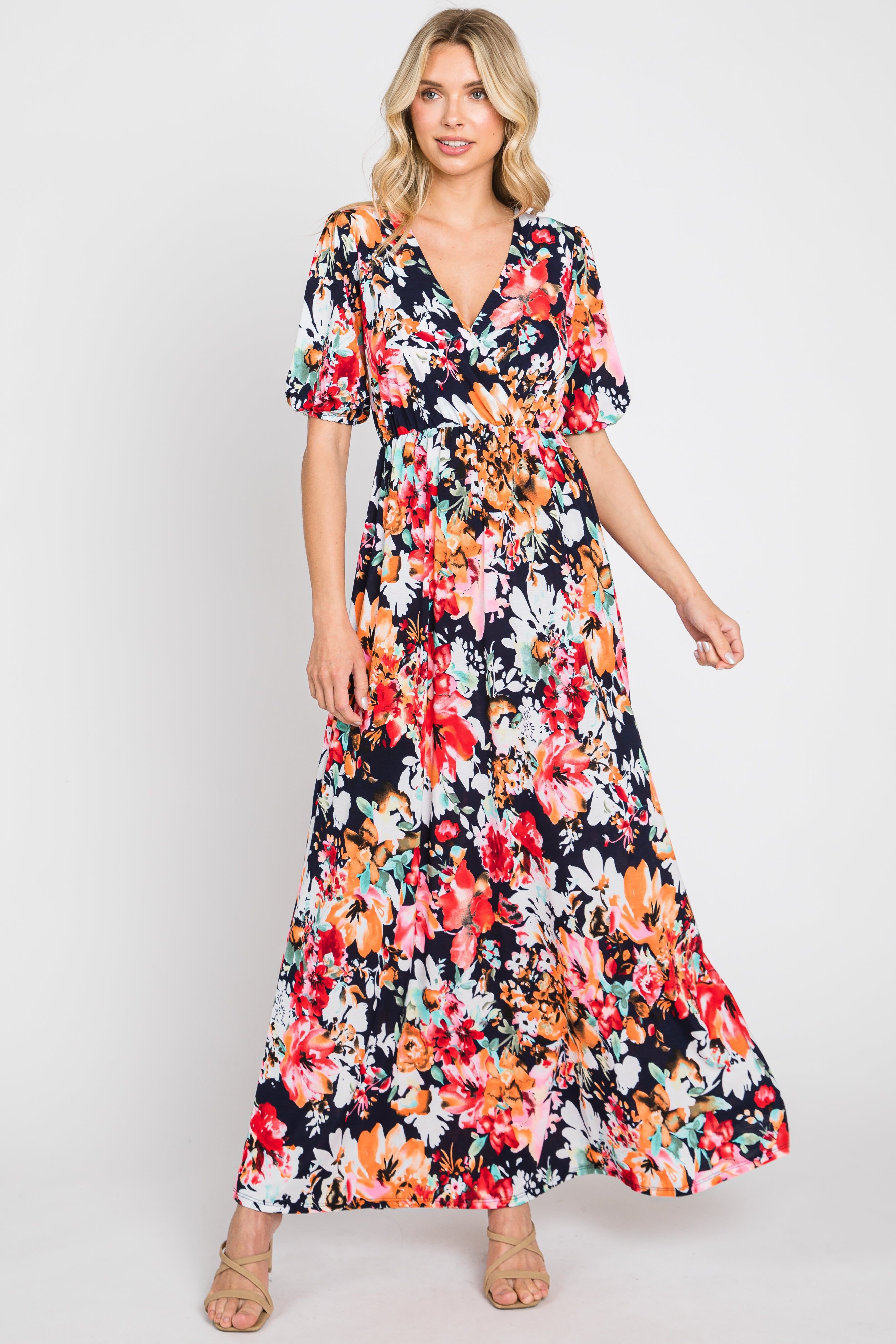 Multi-Color Floral Print Maternity/Nursing Dress sold by Pinkblush product image thumbnail 6