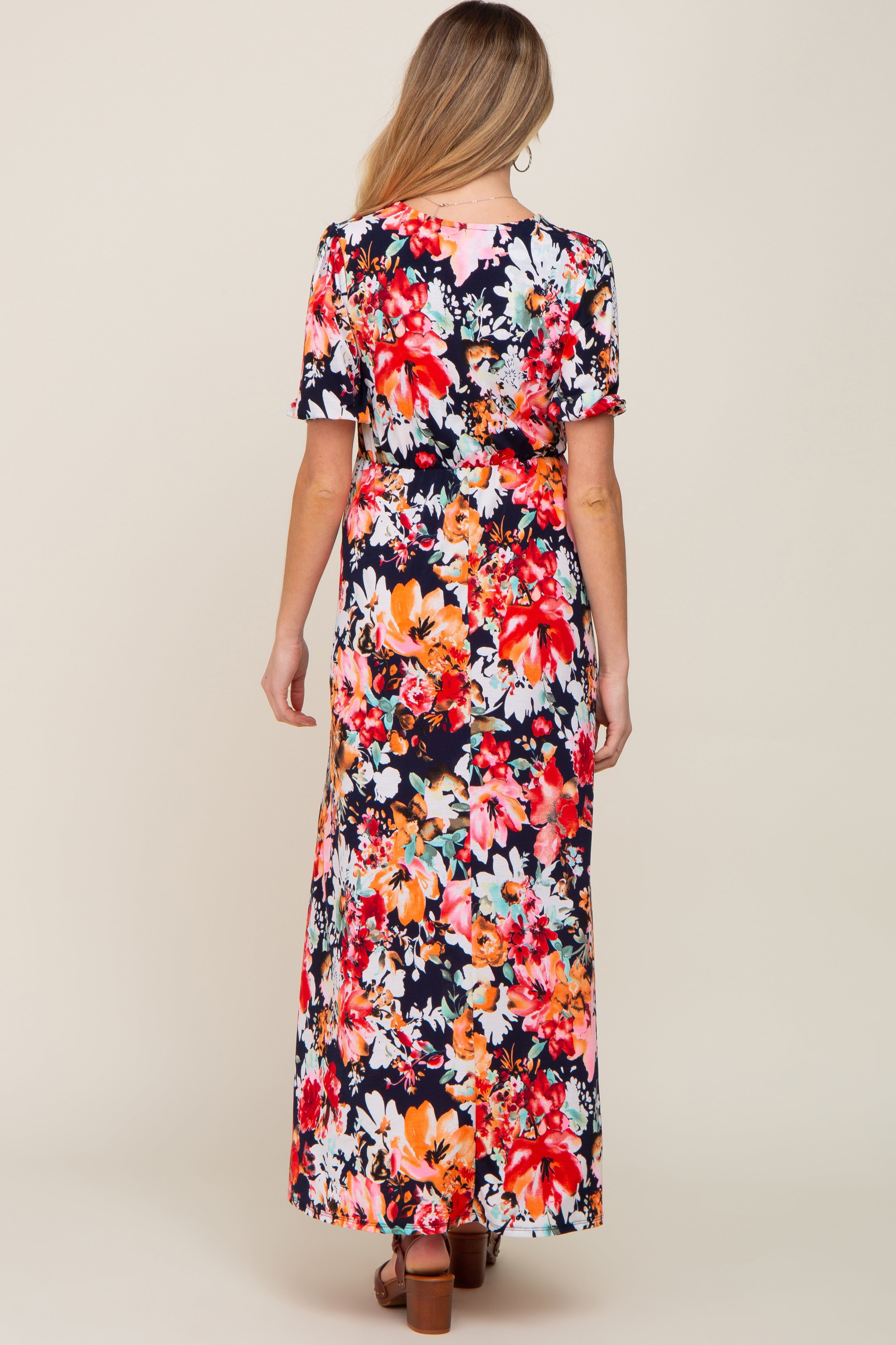 Multi-Color Floral Print Maternity/Nursing Dress sold by Pinkblush product image thumbnail 3