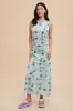 Light Blue Rose Print Ruched Mesh Maternity Dress sold by Pinkblush