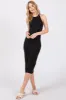 Black Fitted Racer Back Maternity Midi Dress sold by Pinkblush