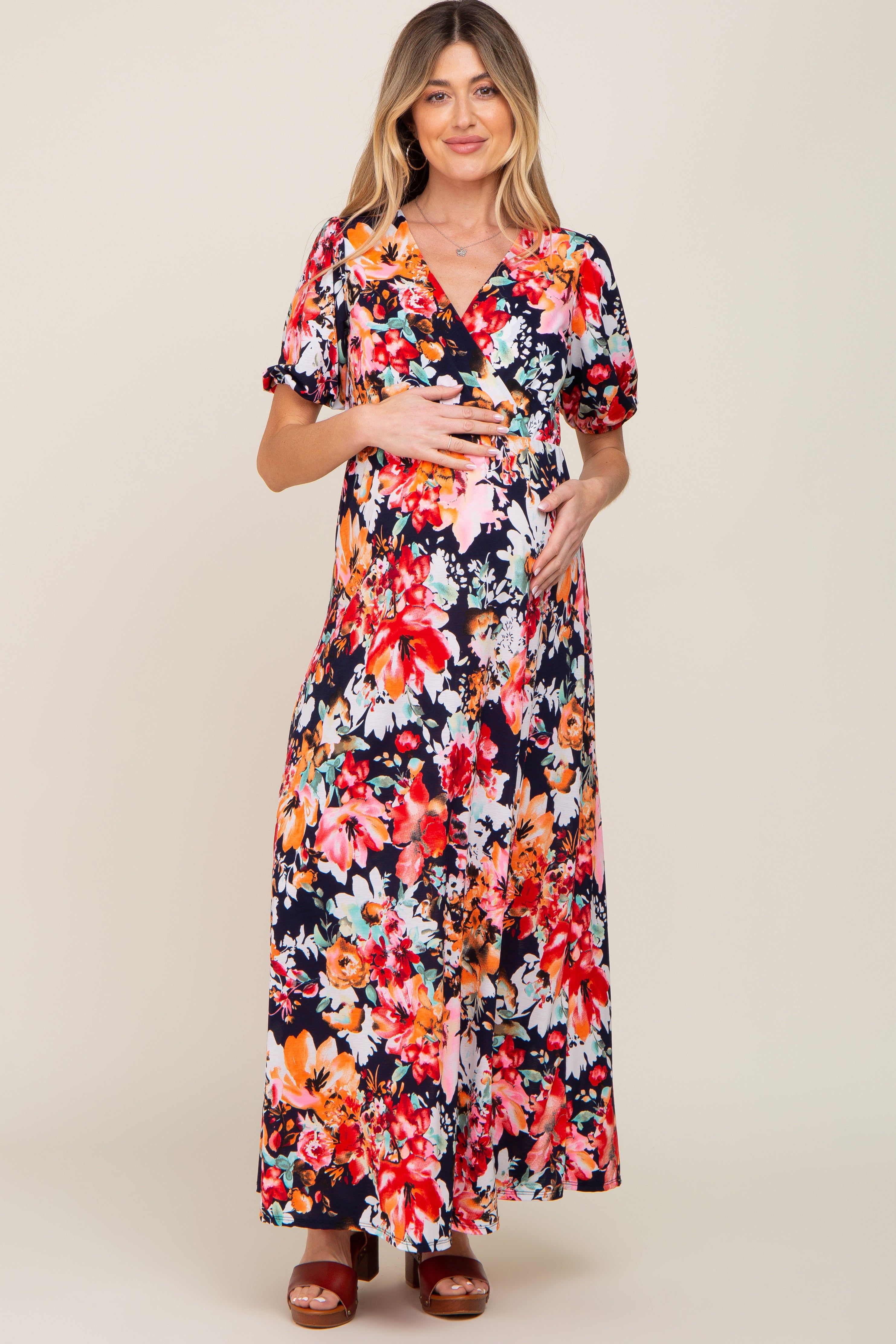 Multi-Color Floral Print Maternity/Nursing Dress sold by Pinkblush product image thumbnail 5