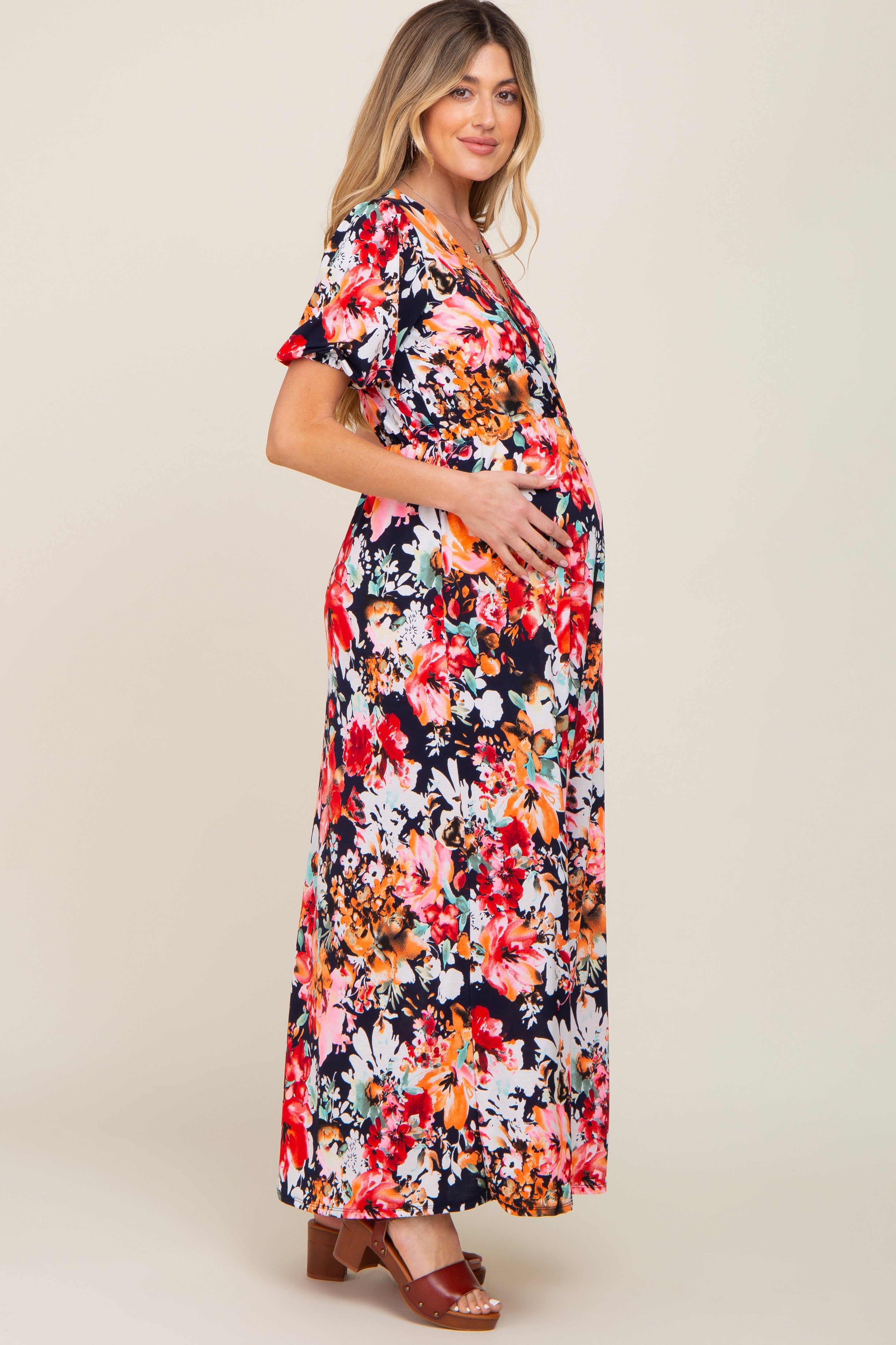 Multi-Color Floral Print Maternity/Nursing Dress sold by Pinkblush product image thumbnail 2
