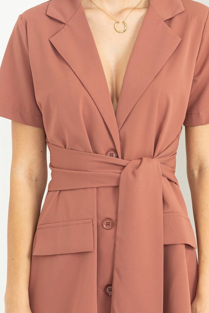 Brown Tie-Front Blazer Dress sold by Pinkblush product image thumbnail 5