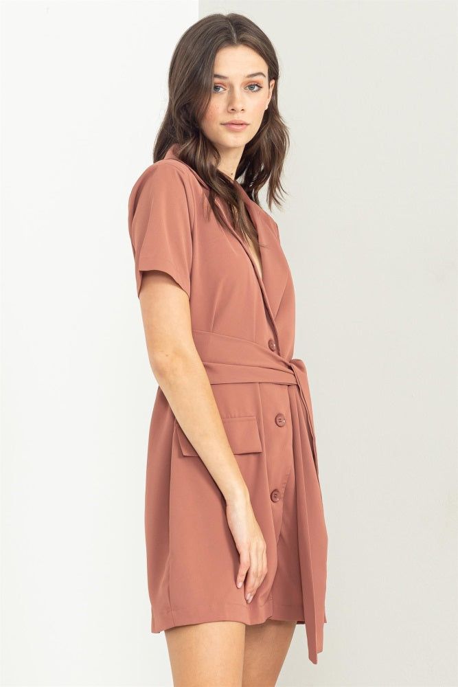 Brown Tie-Front Blazer Dress sold by Pinkblush product image thumbnail 2