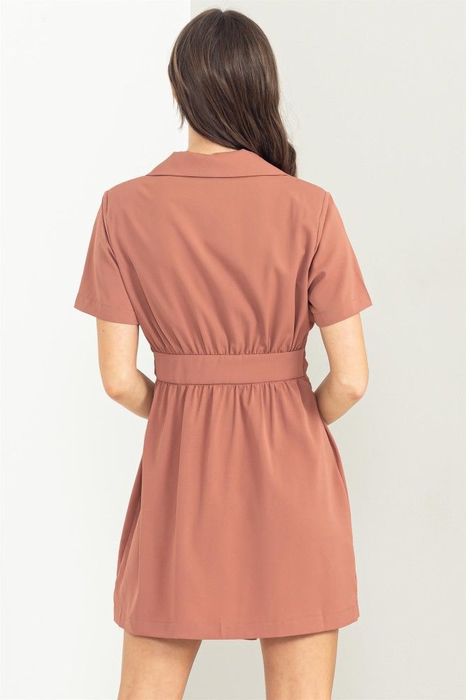 Brown Tie-Front Blazer Dress sold by Pinkblush product image thumbnail 3