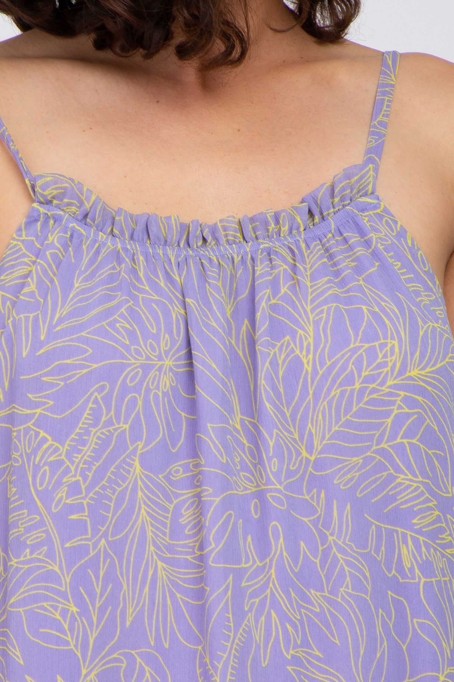 Lavender Chiffon Tropical Leaf Maxi Dress sold by Pinkblush product image thumbnail 4
