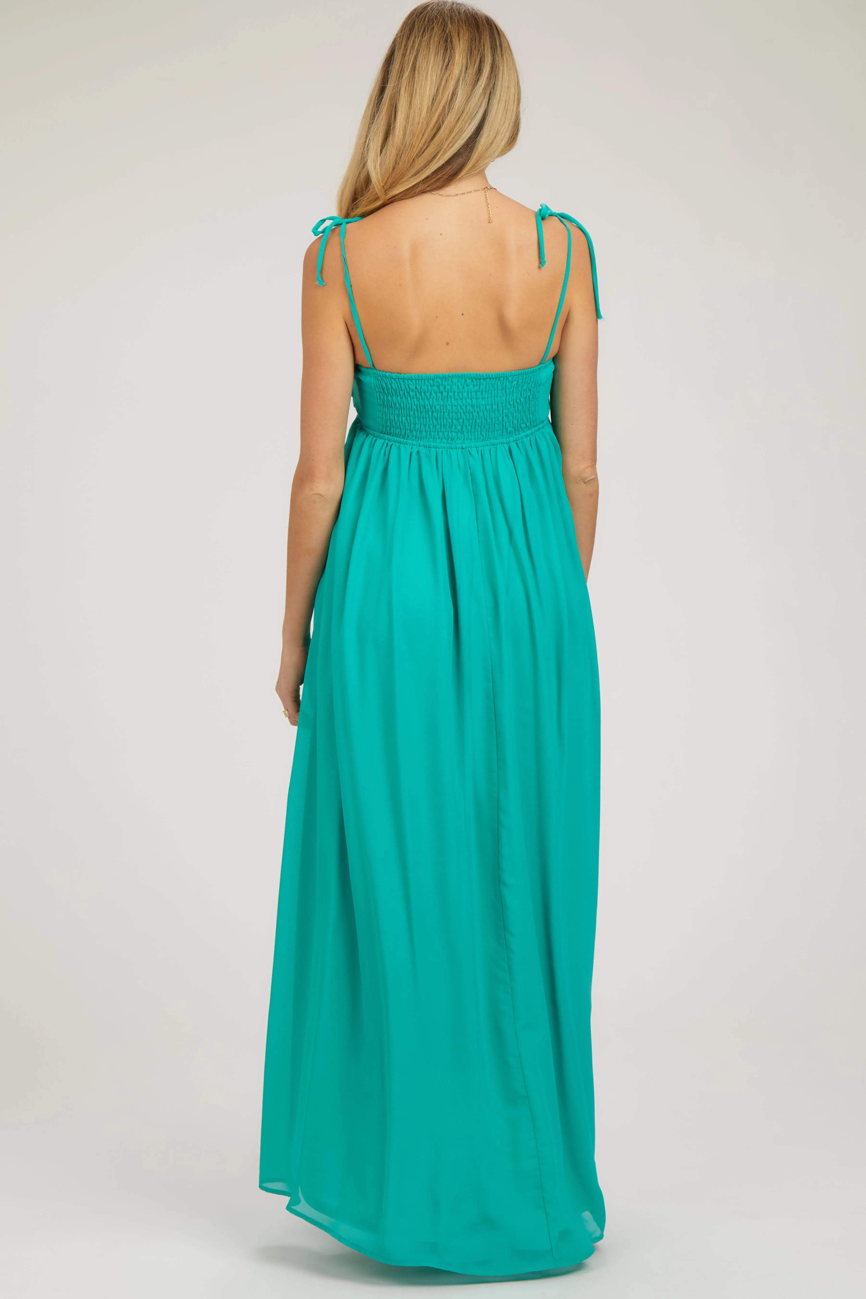 Jade Chiffon Sleeveless Cutout Front Maternity Maxi Dress sold by Pinkblush product image thumbnail 3