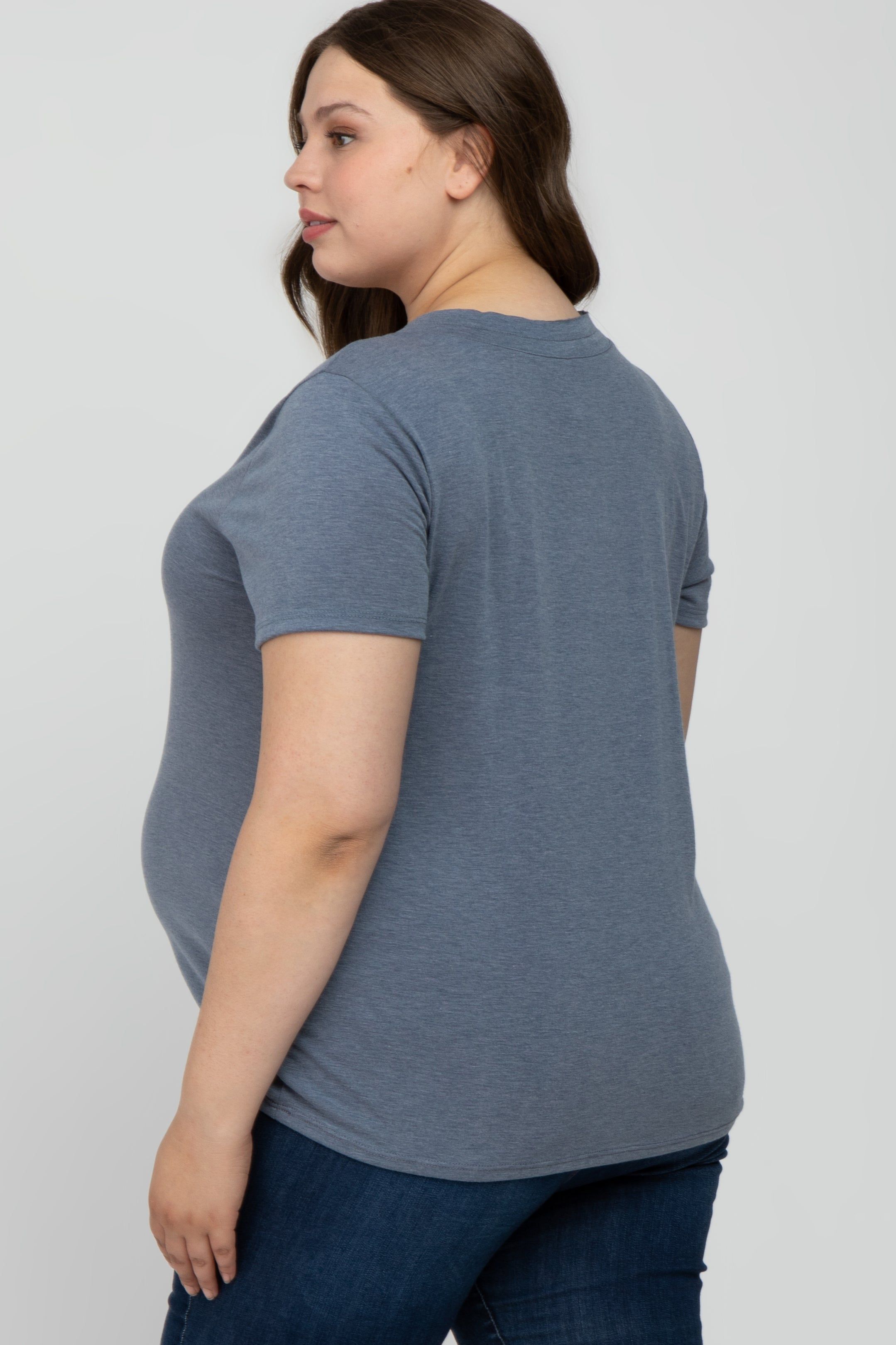Charcoal Heathered V-Neck Plus Maternity Top sold by Pinkblush product image thumbnail 4