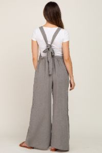 Olive Wide Leg Tie Back Maternity Overalls sold by Pinkblush