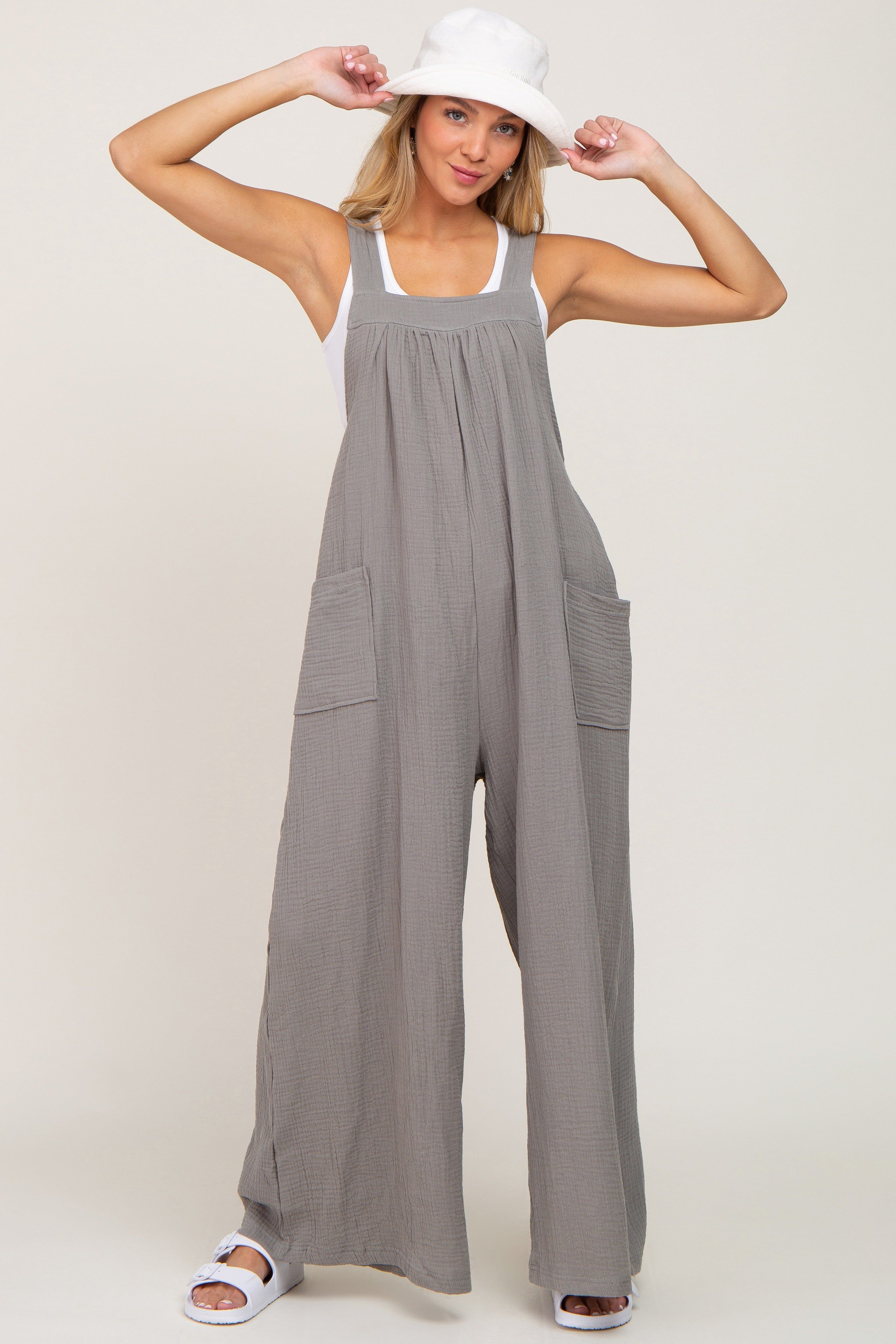 Olive Wide Leg Tie Back Maternity Overalls sold by Pinkblush product image thumbnail 4