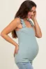 Mint Ribbed Ruffle Strap Sleeveless Maternity Top sold by Pinkblush