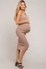 Mocha Fitted Knit Maternity Midi Dress sold by Pinkblush