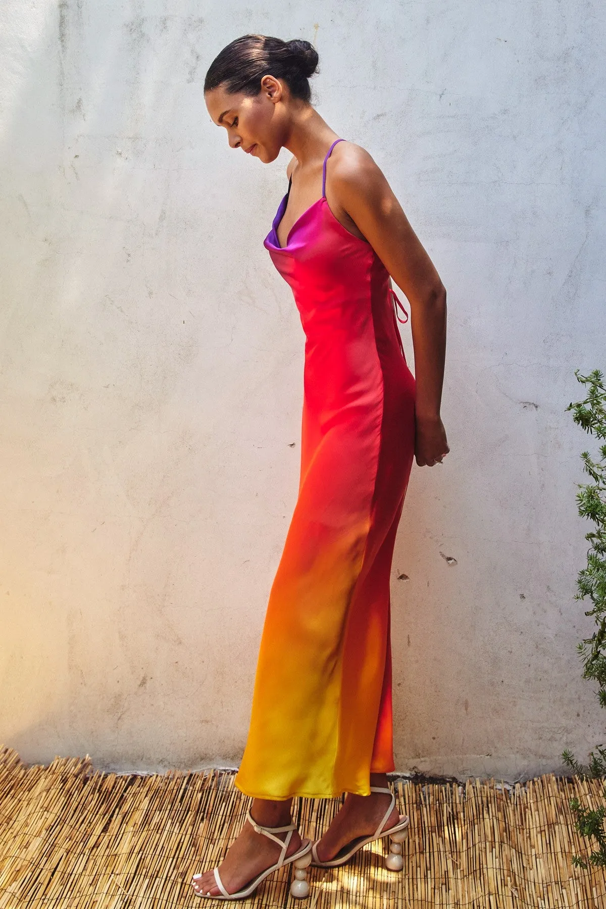 Sunset Ombre Criss Cross Back Maxi Dress sold by Pinkblush product image thumbnail 2