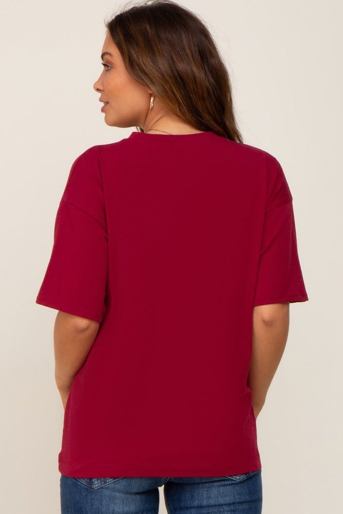 Burgundy Oversized Basic Maternity Tee sold by Pinkblush product image thumbnail 3