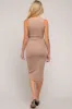 Mocha Fitted Knit Maternity Midi Dress sold by Pinkblush