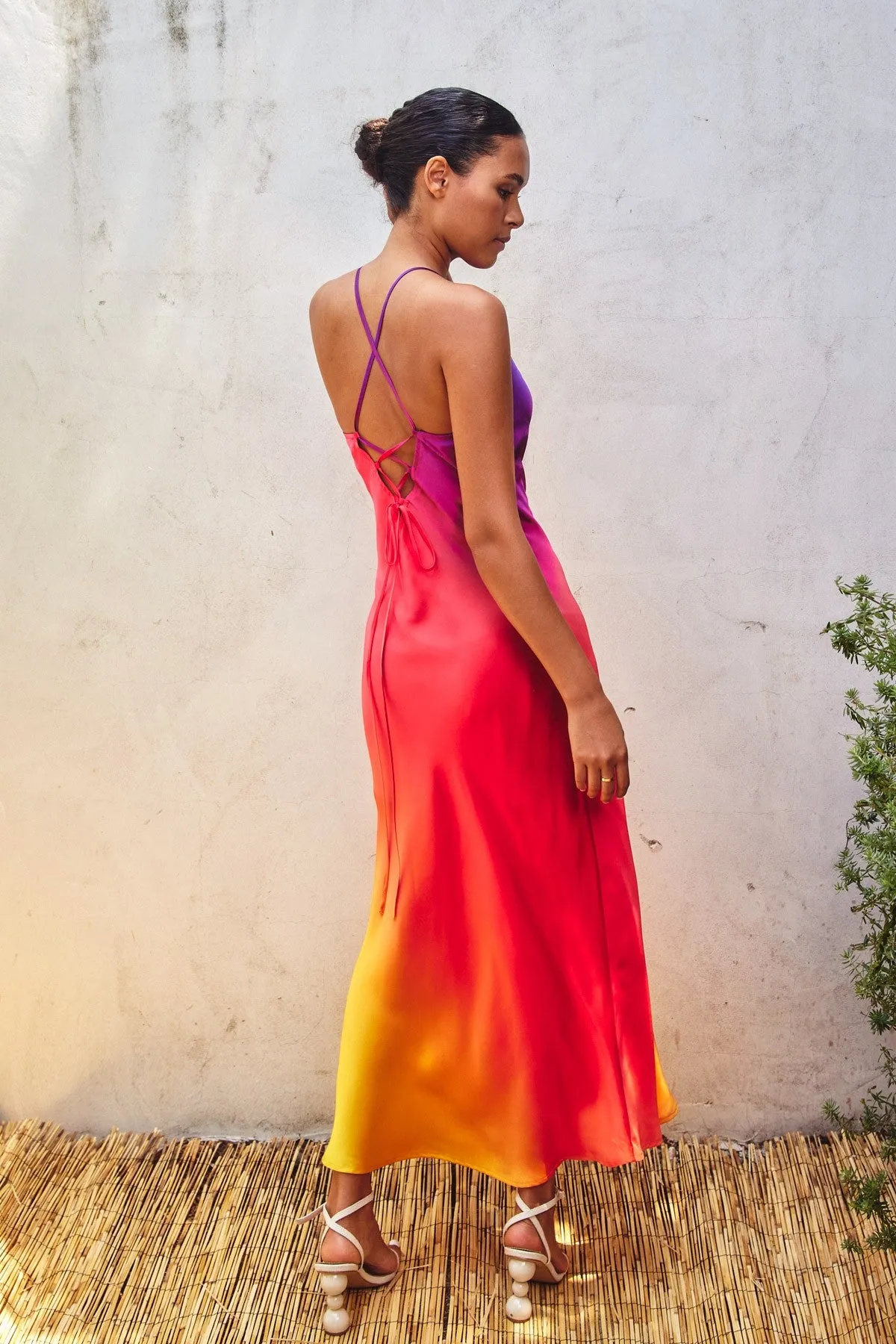 Sunset Ombre Criss Cross Back Maxi Dress sold by Pinkblush product image thumbnail 3