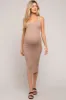 Mocha Fitted Knit Maternity Midi Dress sold by Pinkblush