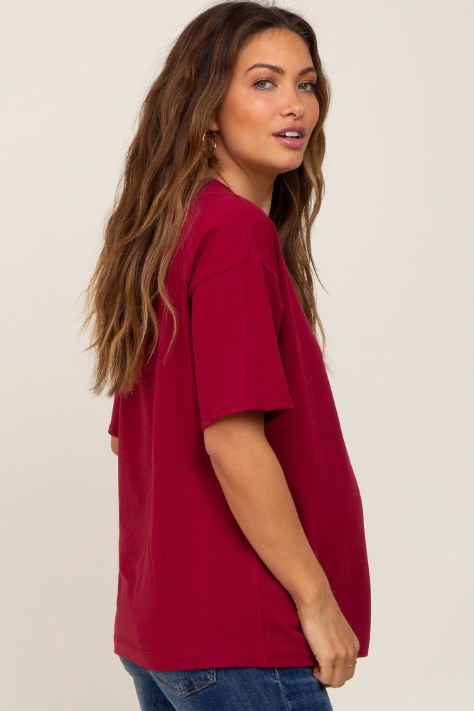 Burgundy Oversized Basic Maternity Tee sold by Pinkblush product image thumbnail 2