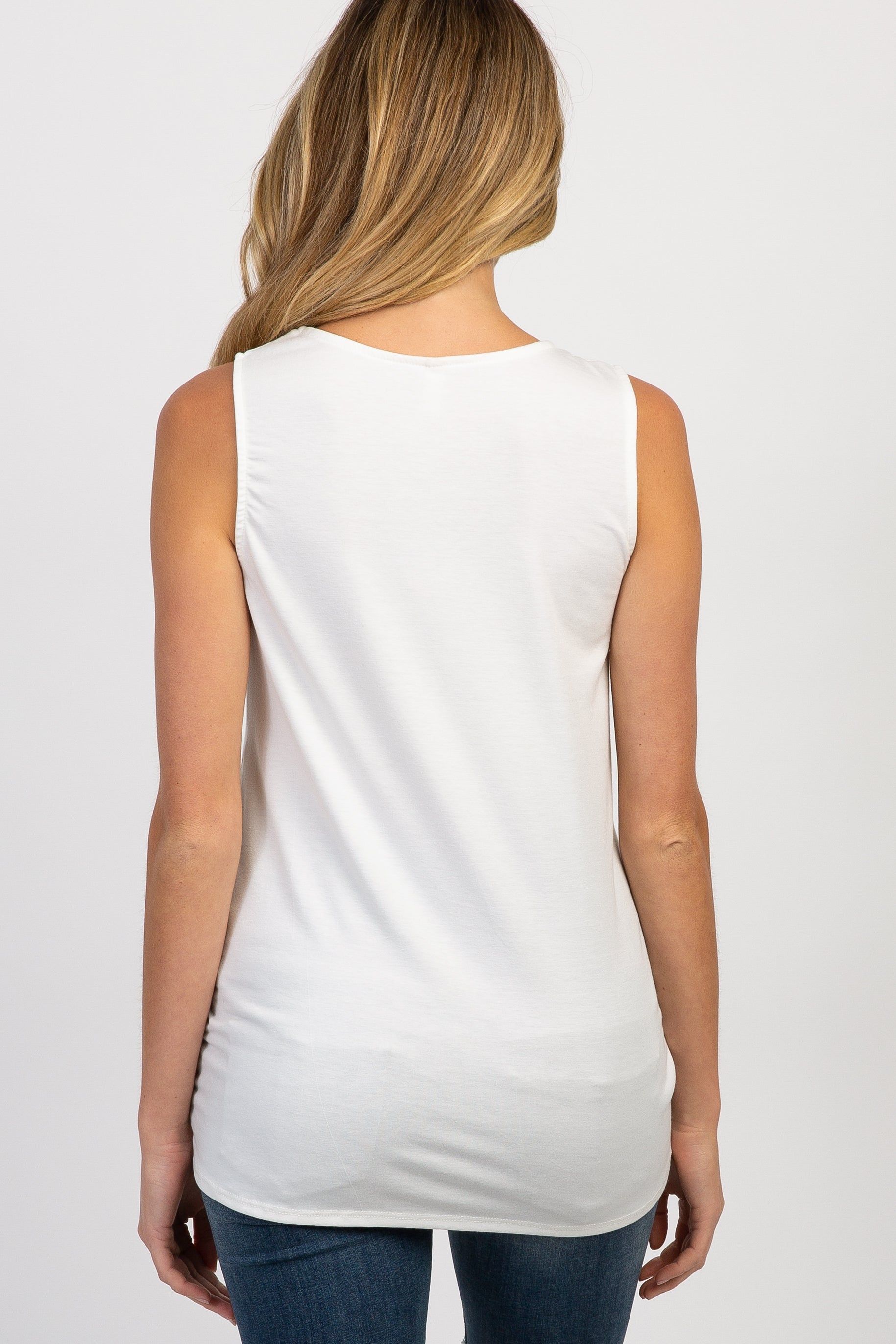 PinkBlush White Sleeveless Knot Maternity Top sold by Pinkblush product image thumbnail 3