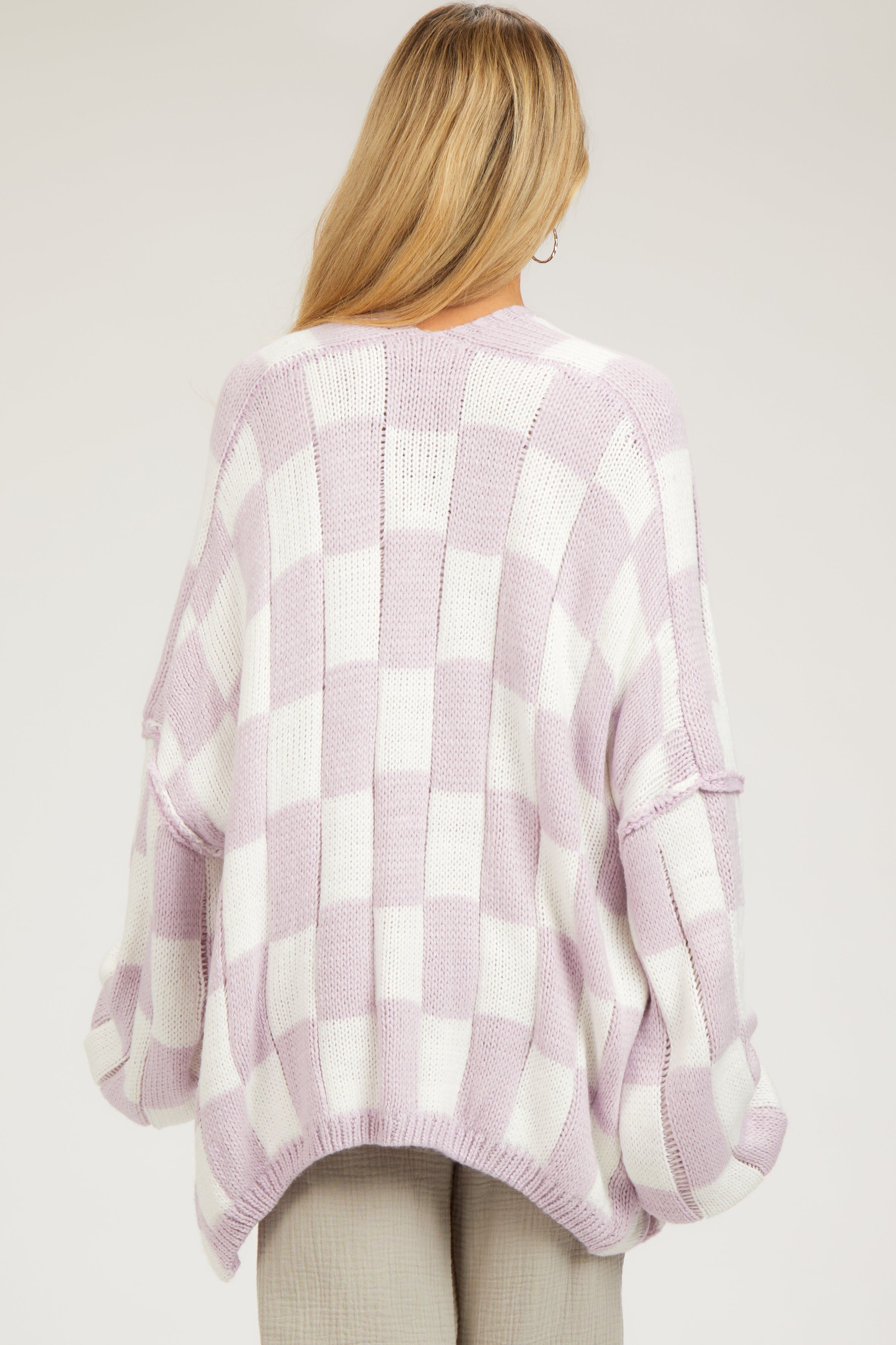 Lavender Checkered Oversized Maternity Cardigan sold by Pinkblush product image thumbnail 3