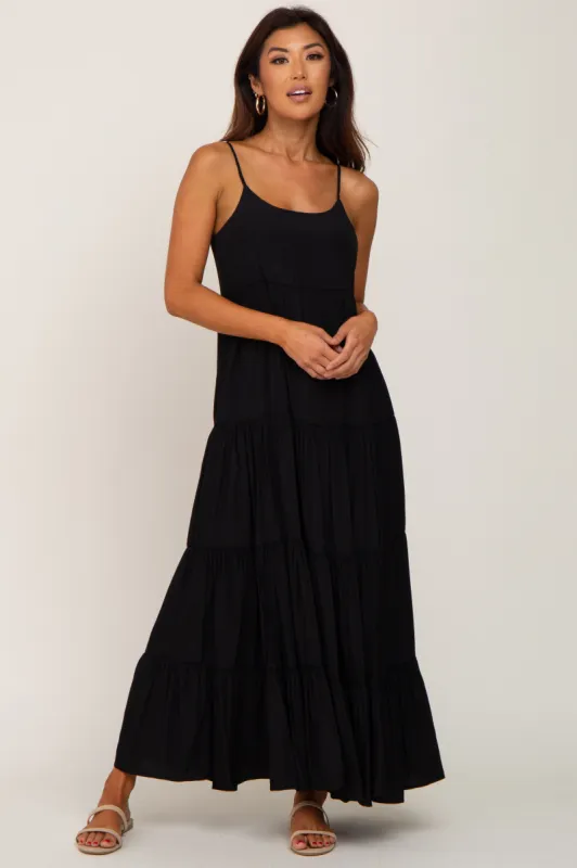 Black Tiered Maxi Dress sold by Pinkblush