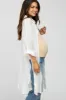 Ivory Button Front Side Slit Oversized Maternity Blouse sold by Pinkblush