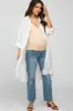 Ivory Button Front Side Slit Oversized Maternity Blouse sold by Pinkblush
