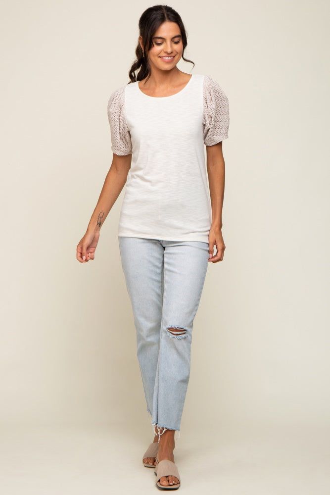 Beige Crochet Short Sleeve Top sold by Pinkblush product image thumbnail 4