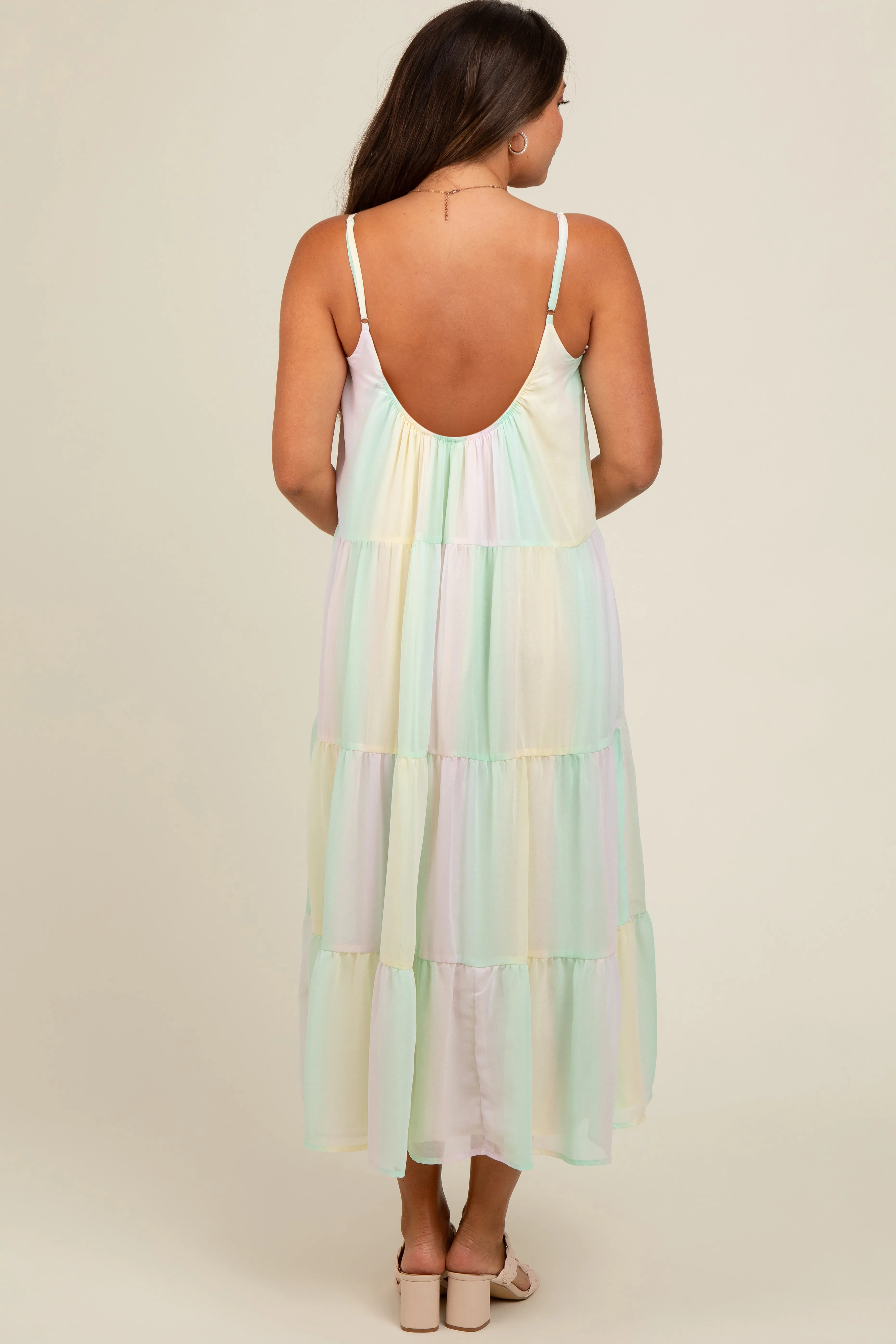 Multicolor Pastel Ombre Tiered Maternity Maxi Dress sold by Pinkblush product image thumbnail 3