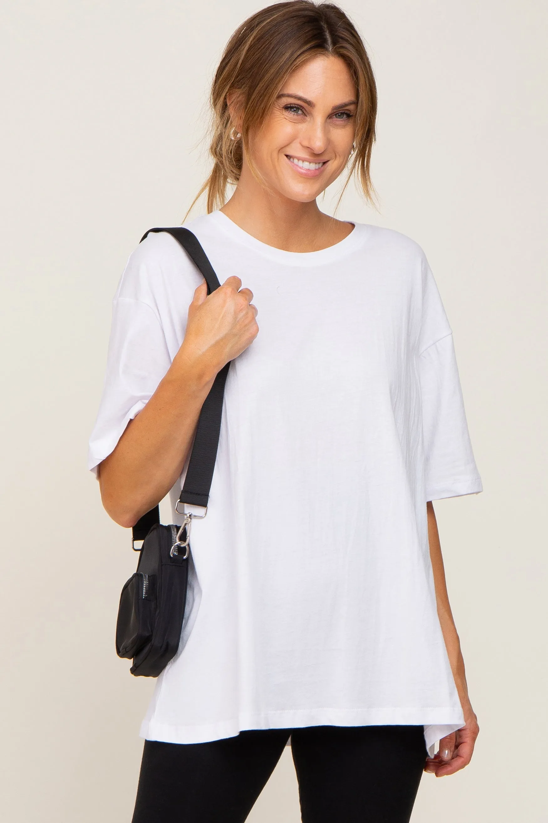 White Basic Oversized Tee sold by Pinkblush