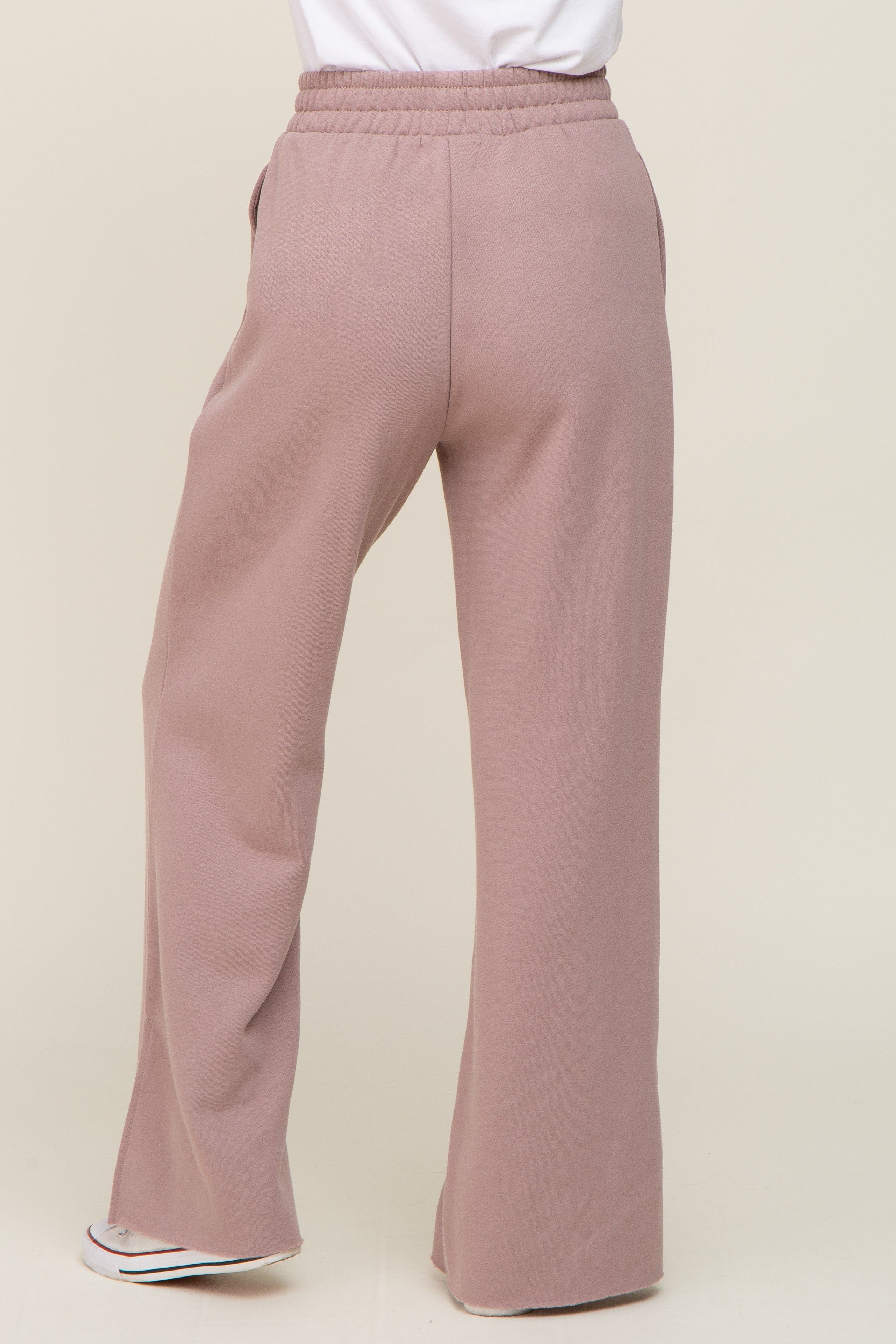 Mocha Soft Wide Leg Side Slit Sweatpants sold by Pinkblush product image thumbnail 4