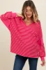 Fuchsia Striped Relaxed Fit Maternity Top sold by Pinkblush