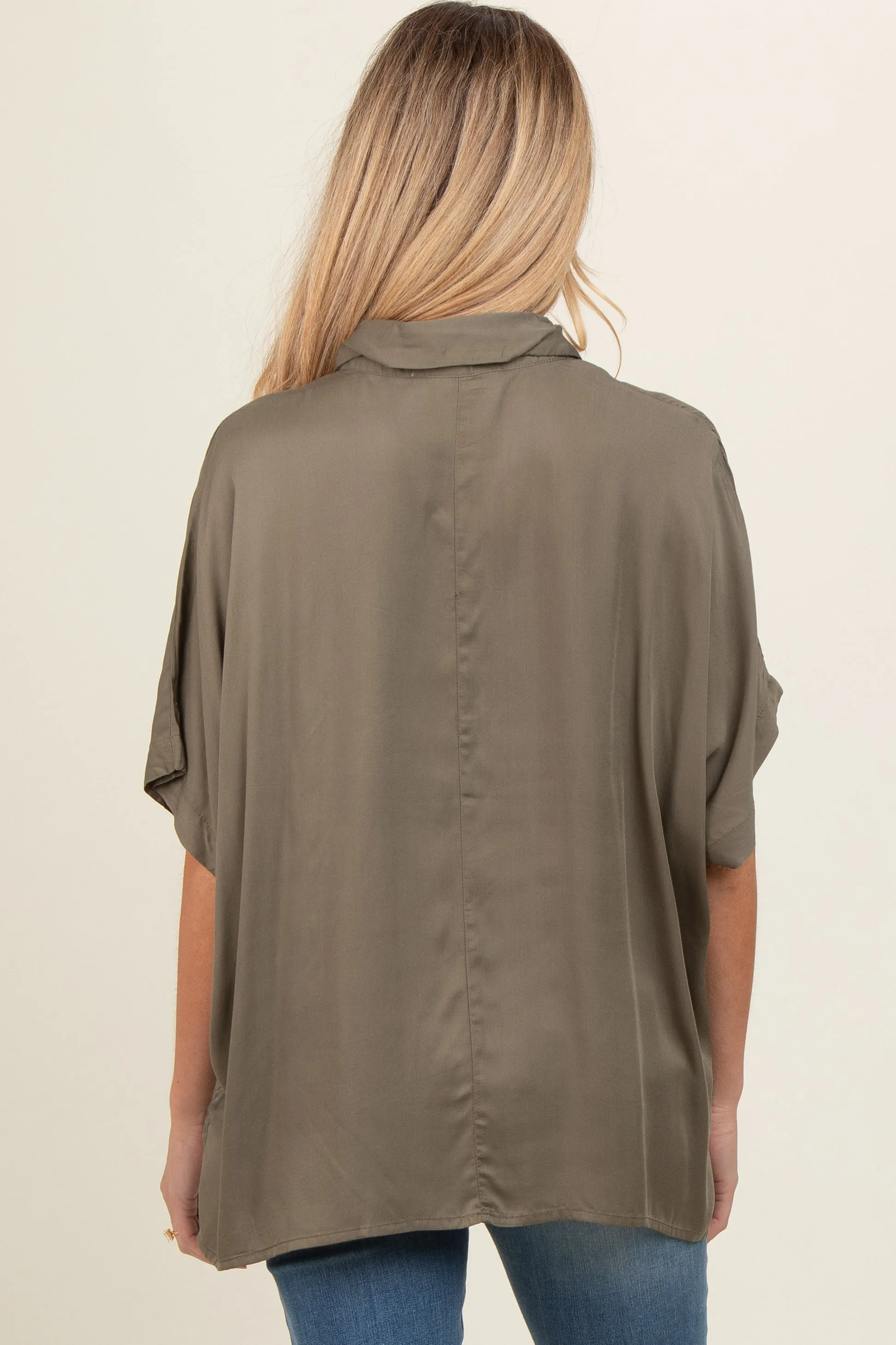 Olive Dolman Sleeve Button Down Maternity Blouse sold by Pinkblush product image thumbnail 4