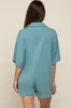 Teal Heathered Front Button Maternity Romper sold by Pinkblush