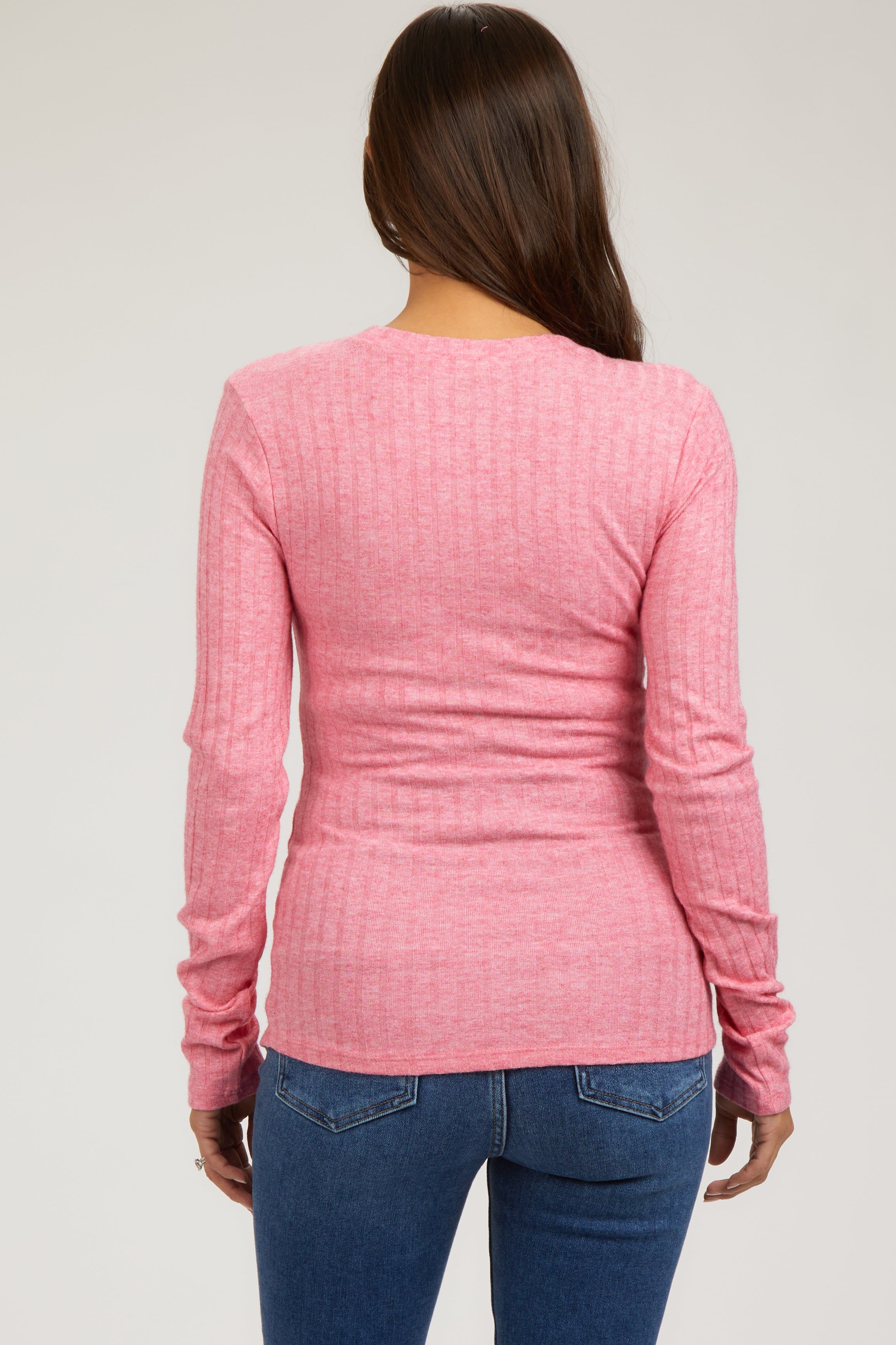 Fuchsia Ribbed Long Sleeve Maternity Top sold by Pinkblush product image thumbnail 3
