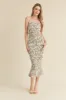 Cream Floral Smocked Fitted Maternity Midi Dress sold by Pinkblush