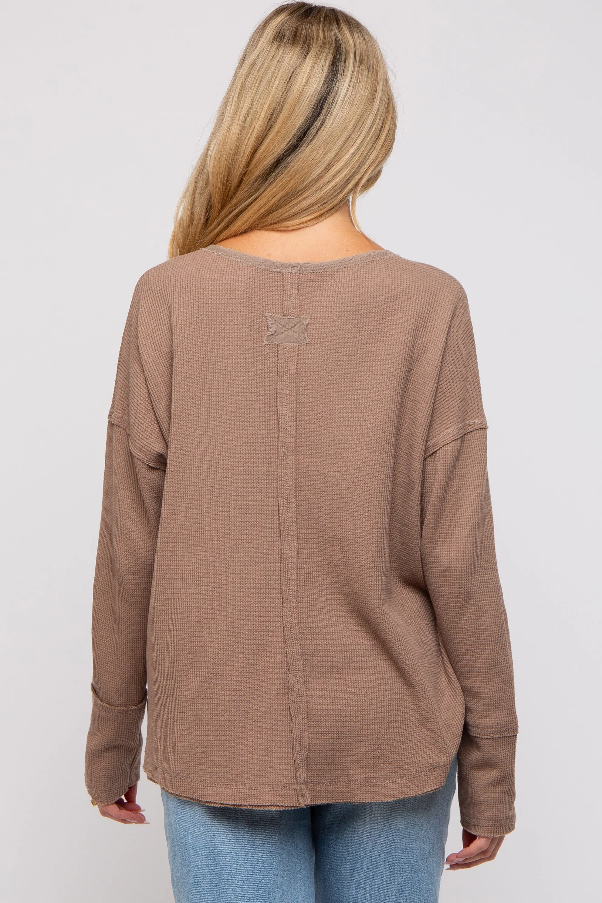 Mocha Waffle Knit Maternity Henley Top sold by Pinkblush product image thumbnail 3
