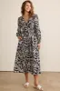 Black Abstract Floral Gathered Front Maternity Midi Dress sold by Pinkblush