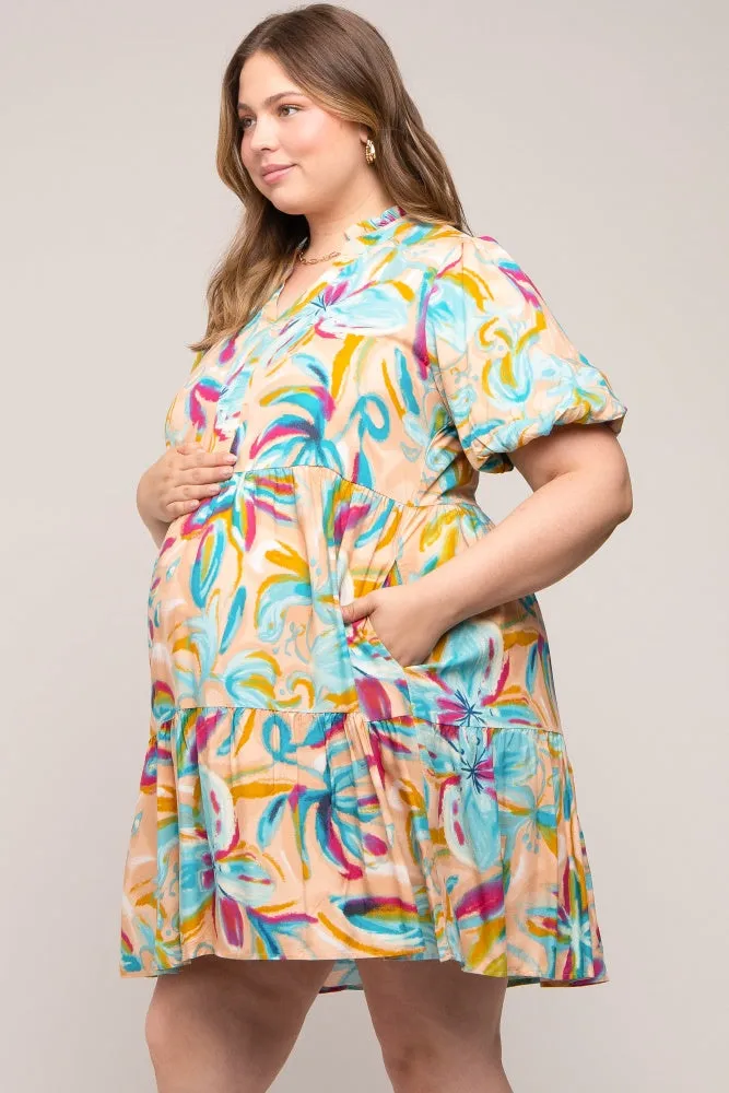 Multicolor Abstract Floral Maternity Plus Dress sold by Pinkblush product image thumbnail 3