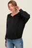 Charcoal Waffle Knit Half Zip Relaxed Fit Maternity Hoodie sold by Pinkblush