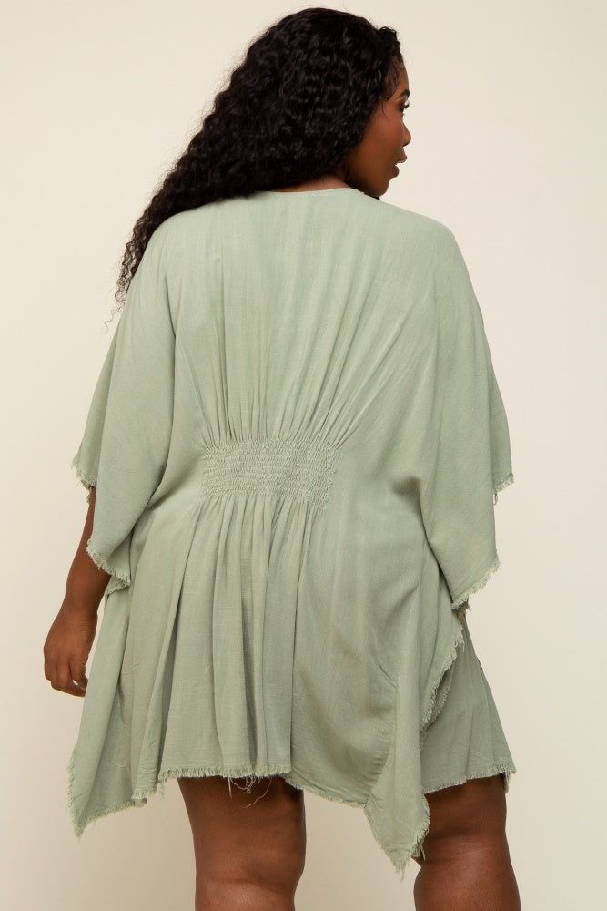 Light Olive Fringe Plus Dolman Sleeve Cover Up sold by Pinkblush product image thumbnail 3